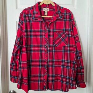 Blue Mountain Men's Red & Blue Plaid Flannel Button Down Shirt Sz 2XL